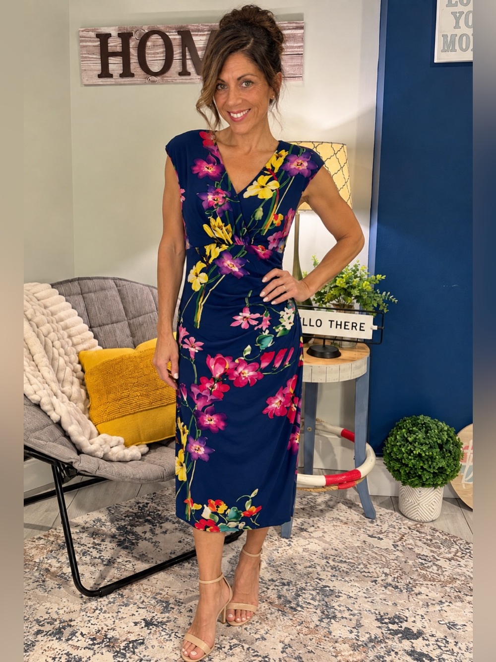 Lauren Ralph Lauren Floral Ruched Midi Dress 12